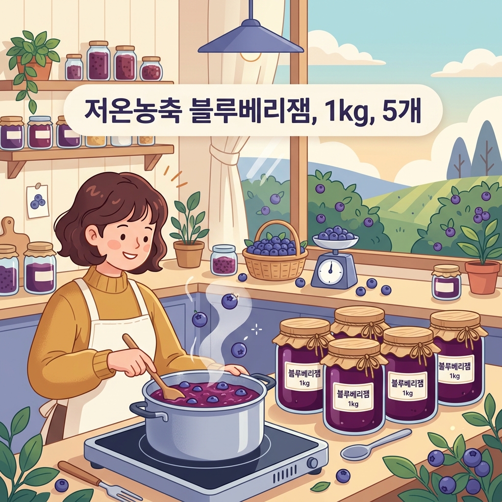 저온농축 블루베리잼, 1kg, 5개 제품 이미지